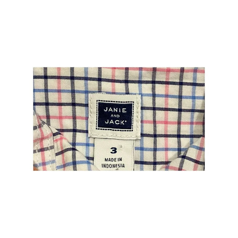 Janie and Jack Toddler Boy's Pink & Blue Plaid Button Down Shirt